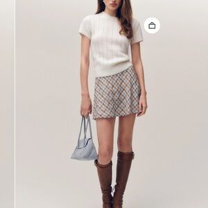 Reformation Brandy Skirt Seasonal – Brown Blue Check